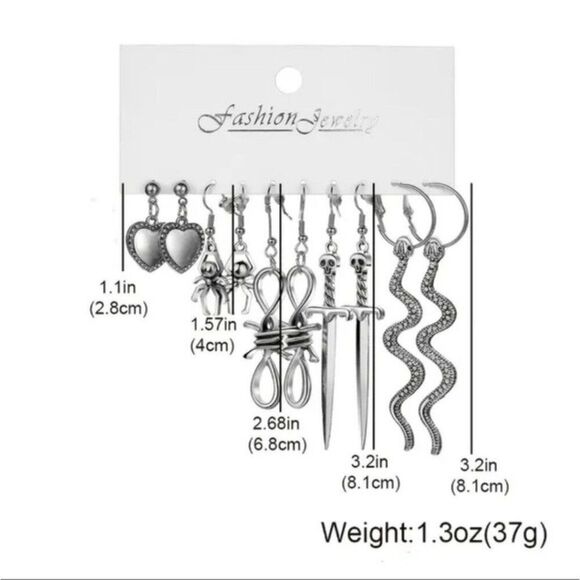 Heart Spider sword Slipknot snake earring bundle - Picture 4 of 4